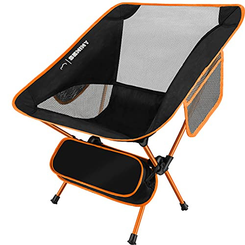 Seniny Portable Camping Chair, Folding Chairs for Outside, Compact Ultralight Backpacking Chair with Carry Bag, Outdoor Folding Camping Chairs for Adults Hiking, Beach, Camp, and Picnic