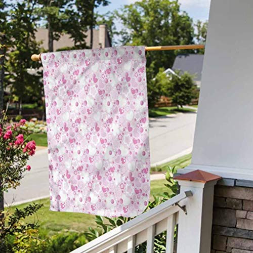 Anmaseven Hearts Home Garden Flags Funny Garden Yard Decorations Buttons and Flowers Shape House Size-28 by 40"