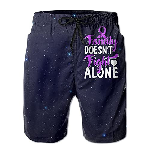 WSDISQX Pancreatic Cancer Awareness Fight Cancer Ribbon Mens Casual Quick Dry Beach Shorts with Pockets White