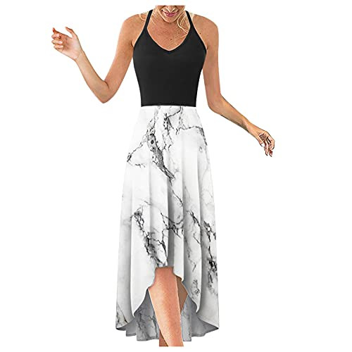 Summer Dresses for Women New Casual Dresses O-Neck Halter Printing Loose Sleeveless Knee Length Dress White Summer Dresses for Women New Casual Dresses O-Neck Halter Printing Loose Sleeveless Knee Length Dress White