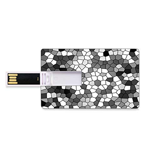 8GB USB Flash Thumb Drives Grey and White Bank Credit Card Shape Business Key U Disk Memory Stick Storage Stained Glass Pattern with Abstract Composition Mosaic,Charcoal Grey White and Grey Personali