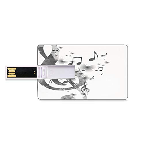 8GB USB Flash Thumb Drives Music Decor Bank Credit Card Shape Business Key U Disk Memory Stick Storage Music with G Clef Key Instrument Monochrome Creative Rhythmic Ornate Decorative Personalized GIF