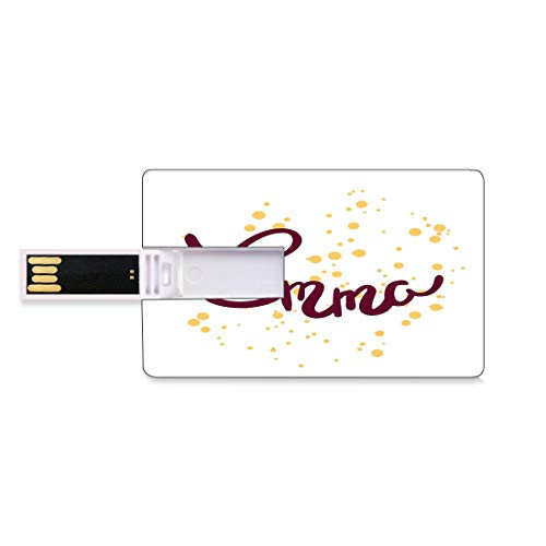 8GB USB Flash Thumb Drives Emma Bank Credit Card Shape Business Key U Disk Memory Stick Storage Feminine Letters Arrangement Handwritten Newborn Girl Name Curves and Swirls,Purple and Mustard Persona