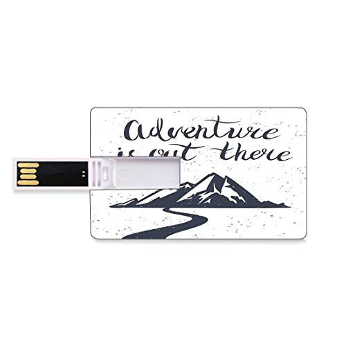 8GB USB Flash Thumb Drives Landscape Bank Credit Card Shape Business Key U Disk Memory Stick Storage Monochrome Mountain Road Exploration Quote Adventure is Out There,Charcoal Grey and White Personal