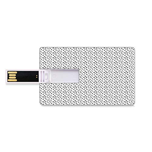 8GB USB Flash Thumb Drives Black and White Bank Credit Card Shape Business Key U Disk Memory Stick Storage Brush Strokes Pattern with Math Symbols Plus Sign Monochrome Illustration,Black White Person