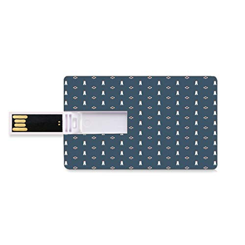 8GB USB Flash Thumb Drives Lighthouse Bank Credit Card Shape Business Key U Disk Memory Stick Storage Nautical Pattern with Life Buoys and Marine Architecture Navigation,Petrol Blue White Red Persona