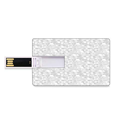 8GB USB Flash Thumb Drives Grey and White Bank Credit Card Shape Business Key U Disk Memory Stick Storage Pattern with Triangles Mosaic Geometrical Hipster Low Poly Effect,Pale Grey and White Persona