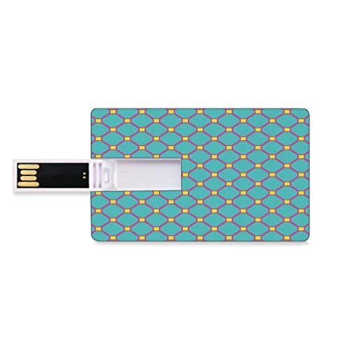8GB USB Flash Thumb Drives Yellow and Blue Bank Credit Card Shape Business Key U Disk Memory Stick Storage Vintage Tile Pattern in Vibrant Colors Geometrical Mosaic Design Decorative,Aqua Hot Pink Ye
