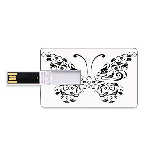 8GB USB Flash Thumb Drives Butterfly Bank Credit Card Shape Business Key U Disk Memory Stick Storage Silhouette of Moth with Swirl Floral Blossom Line Spirit Animal Illustration,Black and White Perso 8GB USB Flash Thumb Drives Butterfly Bank Credit Card Shape Business Key U Disk Memory Stick Storage Silhouette of Moth with Swirl Floral Blossom Line Spirit Animal Illustration,Black and White Perso