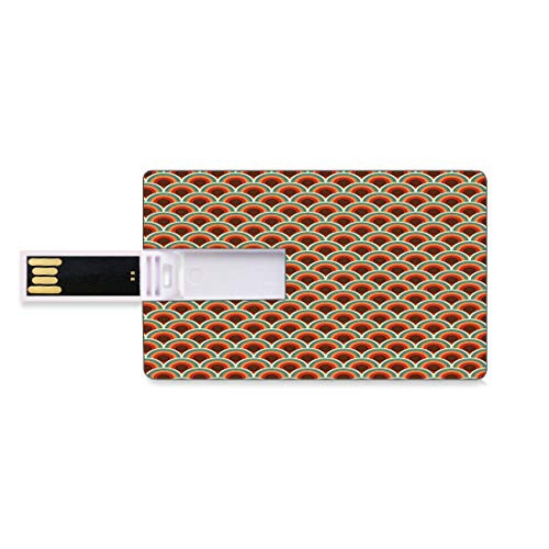 8GB USB Flash Thumb Drives Circle Bank Credit Card Shape Business Key U Disk Memory Stick Storage Conceptual Design Retro Style Circular Shapes Dots Spots Curvy Wavy Old Fashioned,Multicolor Personal