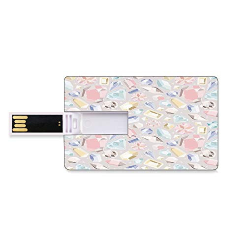 8GB USB Flash Thumb Drives Pastel Bank Credit Card Shape Business Key U Disk Memory Stick Storage Colorful Diamond Gemstone Figures Rich Feminine Women Fashion Theme Digital Print Decorative,Multicol