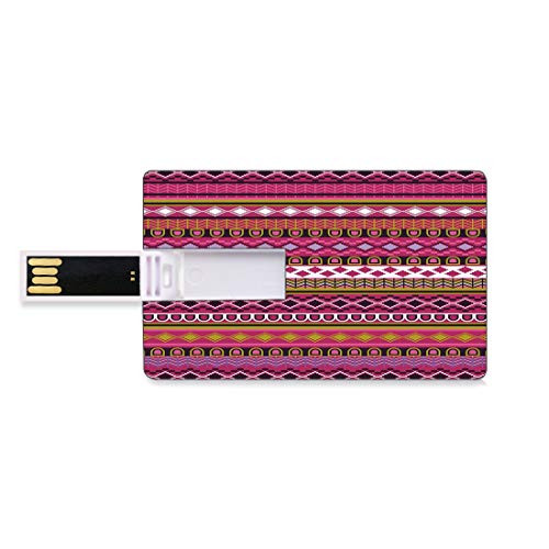 8GB USB Flash Thumb Drives Pink Bank Credit Card Shape Business Key U Disk Memory Stick Storage Traditional African Motifs and Borders Ethnic Tribal Accents Vintage Native Folk Art Decorative,Multico