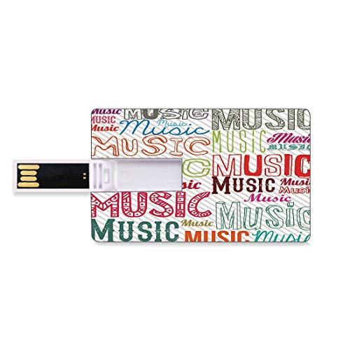 8GB USB Flash Thumb Drives Modern Bank Credit Card Shape Business Key U Disk Memory Stick Storage Music Typography in Various Styles Rhythm Acoustic Harmony Melody Funky Illustration,Multicolor Perso