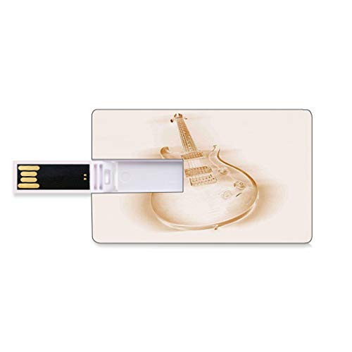 8GB USB Flash Thumb Drives Jazz Music Decor Bank Credit Card Shape Business Key U Disk Memory Stick Storage Graphic of Electric Guitar on Plain Background Modern Hobbies Rock Pop Jazz Decor,Cream Ecr