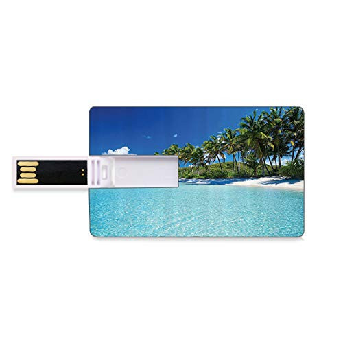 8GB USB Flash Thumb Drives Unique Ocean Bank Credit Card Shape Business Key U Disk Memory Stick Storage Relax Beach Resort Spa and Palm Trees Picture,Seafoam Dark Brown Personalized Gift