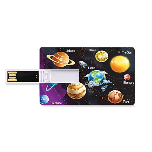 8GB USB Flash Thumb Drives Planet Universe Space Bank Credit Card Shape Business Key U Disk Memory Stick Storage Educational Solar System Planets Neptune Venus Mercury Kids Science Horizontal Art,DAR