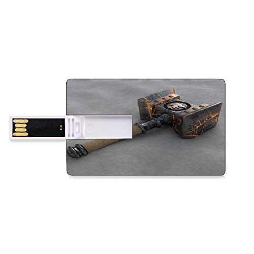 8GB USB Flash Thumb Drives Video Game Bank Credit Card Shape Business Key U Disk Memory Stick Storage Weapon of a Shaman Battle Fantasy Decor Fighting Battle Themed Illustration,Black Brown Personali