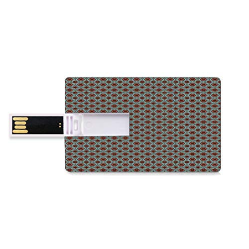 8GB USB Flash Thumb Drives Vintage Bank Credit Card Shape Business Key U Disk Memory Stick Storage Classical Geometric Composition with Floral Elements Victorian Inspirations,Coral Pale Blue Personal
