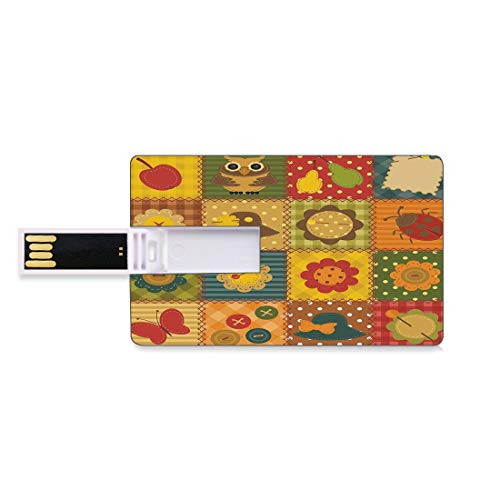 8GB USB Flash Thumb Drives Cute Nature Themed Figures Owl Ladybug Flower Hat Butterfly Patchwork Image Bank Credit Card Shape Business Key U Disk Memory Stick Storage Multicolor Personalized Gift