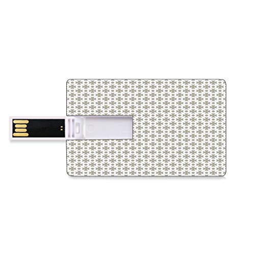8GB USB Flash Thumb Drives Abstract Bank Credit Card Shape Business Key U Disk Memory Stick Storage Trippy Retro Forms in Soft Tones Psychedelic Style Unusual Figures Pattern,Warm Taupe White Persona