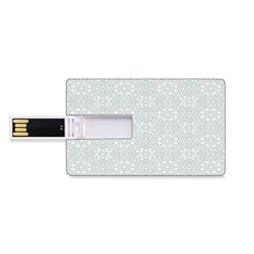 8GB USB Flash Thumb Drives Moroccan Bank Credit Card Shape Business Key U Disk Memory Stick Storage Asian Culture Inspired Elements Arabic Geometric Design Eastern Stars,Seafoam White Personalized Gi