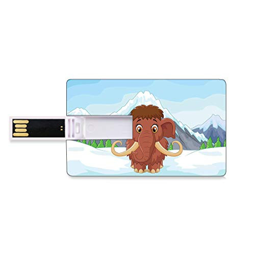 8GB USB Flash Thumb Drives Cartoon Bank Credit Card Shape Business Key U Disk Memory Stick Storage Baby Mammoth in Ice Snowy Mountain Winter Cheerful Animal Prehistoric Design,Black Red Personalized