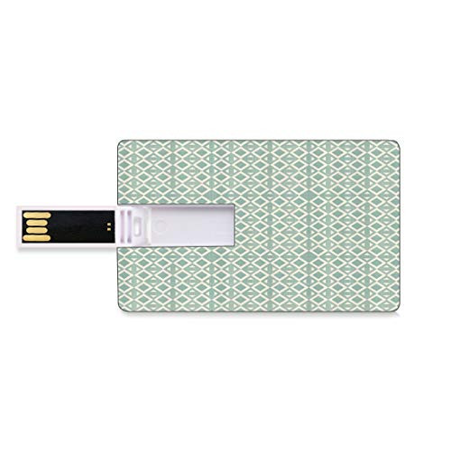 8GB USB Flash Thumb Drives Abstract Bank Credit Card Shape Business Key U Disk Memory Stick Storage Triangles and Rhombuses Retro Style Arrangement Geometric Composition,Turquoise Teal White Green Be