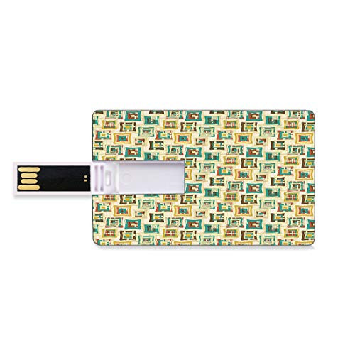8GB USB Flash Thumb Drives Geometric Bank Credit Card Shape Business Key U Disk Memory Stick Storage Abstract Puzzle Style Trippy Fractal Creative Overlapping Color Forms Design Decorative,Multicolor