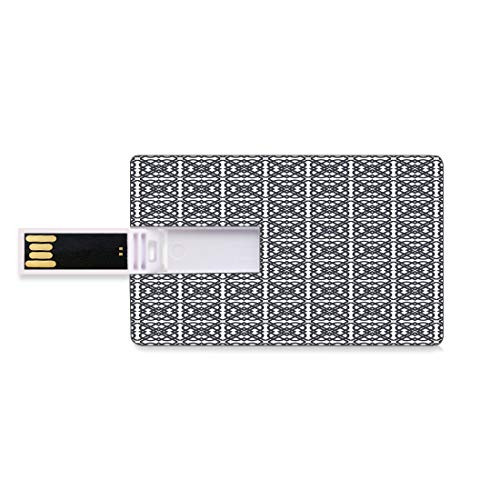 8GB USB Flash Thumb Drives Geometric Bank Credit Card Shape Business Key U Disk Memory Stick Storage Diagonal Stripes Crosswise with Floral and Geometric European Motifs Decorative,Charcoal Grey Whit