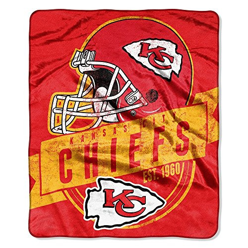 The Northwest Company Officially Licensed NFL Kansas City Chiefs Grand Stand Plush Raschel Throw Blanket, 50" x 60"