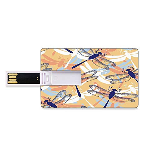 8GB USB Flash Thumb Drives Dragonfly Bank Credit Card Shape Business Key U Disk Memory Stick Storage Uneven Big Repetitive Dragonfly Figures with Two Pairs of Patched Wings Flying,Multicolor Personal