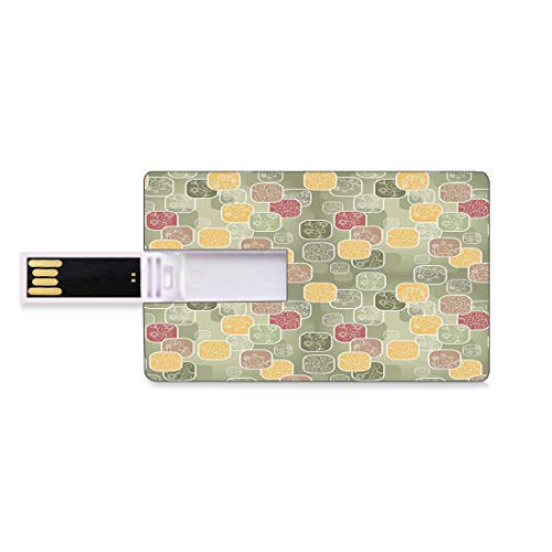8GB USB Flash Thumb Drives Floral Bank Credit Card Shape Business Key U Disk Memory Stick Storage Oval Cornered Geometric Squares of Many Sizes Varied Flowery Patterns Lines Swirls Decorative,Multico