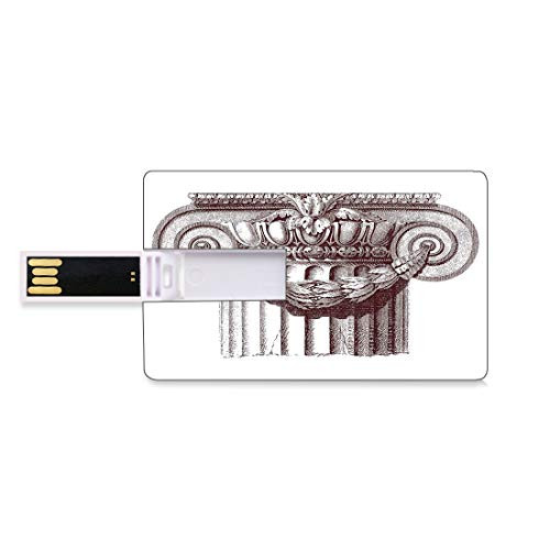 8GB USB Flash Thumb Drives Ancient Bank Credit Card Shape Business Key U Disk Memory Stick Storage Classical Antique Column Roman Empire Architecture Heritage Culture Print,Burgundy and White Persona