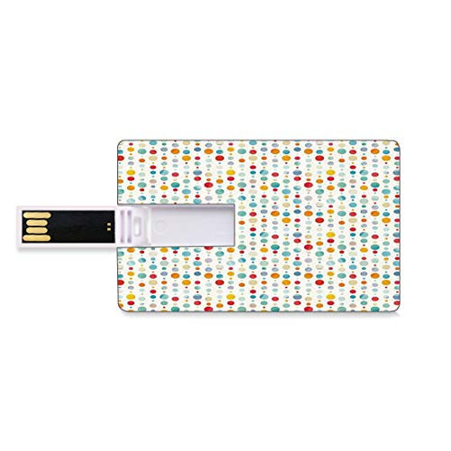 8GB USB Flash Thumb Drives Abstract Bank Credit Card Shape Business Key U Disk Memory Stick Storage Colorful Circular Large Dots Bubble Happy Hipster Kids Nursery Stylish Fun Print Decorative,Multico