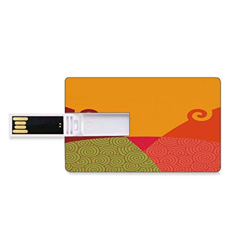 8GB USB Flash Thumb Drives Abstract Bank Credit Card Shape Business Key U Disk Memory Stick Storage Geometric Design with Swirls and Vortexes Abstract Art Style Vintage Color Palette Decorative,Multi