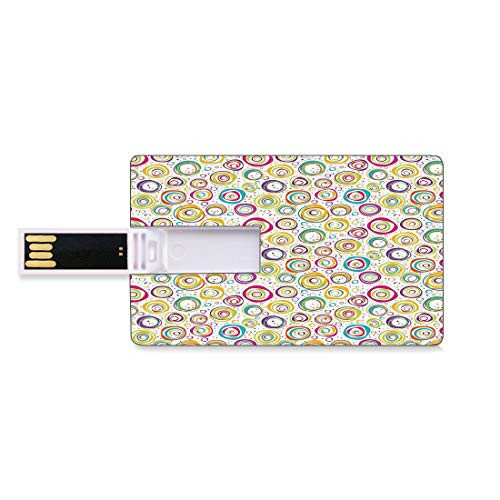 8GB USB Flash Thumb Drives Abstract Bank Credit Card Shape Business Key U Disk Memory Stick Storage Pattern with Circles and Dots Bubble Rings Spotted Springtime Enjoyment Decorative Personalized GIF