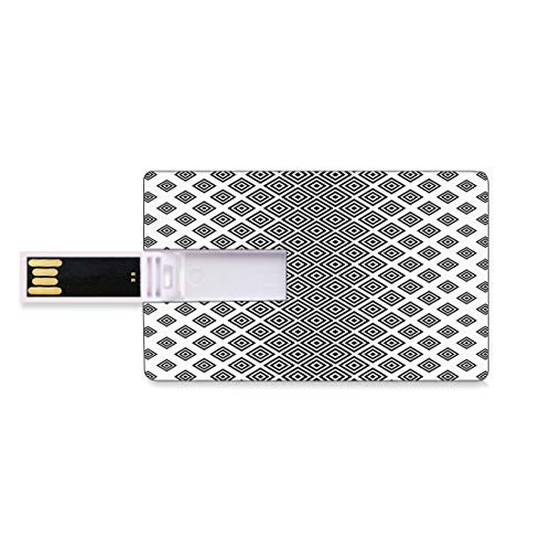 8GB USB Flash Thumb Drives Abstract Bank Credit Card Shape Business Key U Disk Memory Stick Storage Vertical Square Shaped Geometric Pattern Minimalist Modern Style Trippy Design,Black White Personal