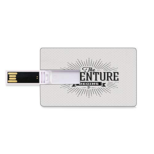 8GB USB Flash Thumb Drives Adventure Bank Credit Card Shape Business Key U Disk Memory Stick Storage Retro Beginning of The Adventure Motivational Quote on White Backdrop Vintage Decorative,Black WHI 8GB USB Flash Thumb Drives Adventure Bank Credit Card Shape Business Key U Disk Memory Stick Storage Retro Beginning of The Adventure Motivational Quote on White Backdrop Vintage Decorative,Black WHI