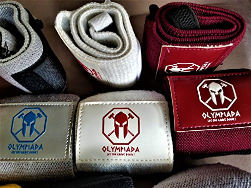 Olympiada 20" Stiff Wrist Wraps -for Crossfit, Powerlifting, Weightlifting, Olympic Lifting, Bodybuilding - Heavy Duty - Best Support  and  Swag Possible- -White/Red-