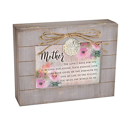 Cottage Garden Mother Your Endless Love Grey Distressed Locket Music Box Plays Wind Beneath My Wings