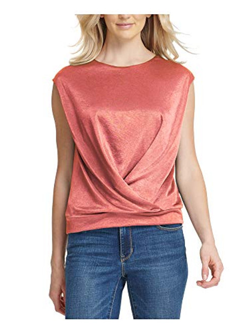 DKNY Womens Pink Sleeveless Jewel Neck Blouse Top Size XS