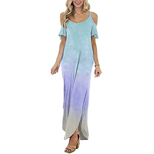 Toimothcn Womens Tie-Dye Beach Maxi Dress Boho Sundress Loose Long Slip Beach Dress-Blue,Large- Toimothcn Womens Tie-Dye Beach Maxi Dress Boho Sundress Loose Long Slip Beach Dress-Blue,Large-