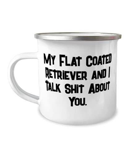 Brilliant Flat Coated Retriever Dog, My Flat Coated Retriever and I Talk Shit, Birthday 12oz Camper Mug For Flat Coated Retriever Dog