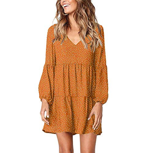 haoricu Skirt Women Summer Tunic Dress V Neck Casual Loose Flowy Swing Shift Dresses Orange haoricu Skirt Women Summer Tunic Dress V Neck Casual Loose Flowy Swing Shift Dresses Orange