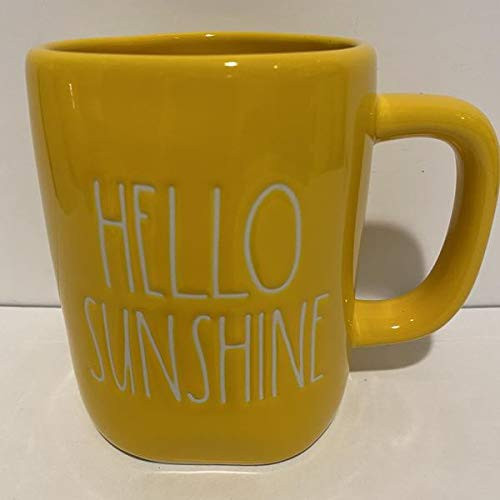 Rae Dunn HELLO SUNSHINE Mug Coffee cup - ORANGE - Valentine's Day - Ceramic - 16 oz