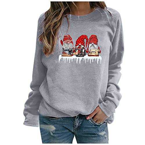 Dosoop Women's Christmas Crewneck Long Sleeve Sweatshirts Casual Loose Fit Faceless Doll Graphic Pullovers Tops Tee Shirts