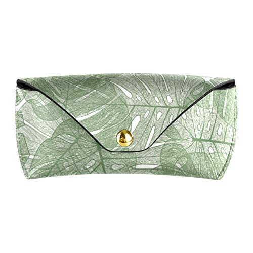 present PU Leather Eyeglasses Pouch Multiuse Portable Sunglasses Case Green Elegant Light Leafs Goggles Bag