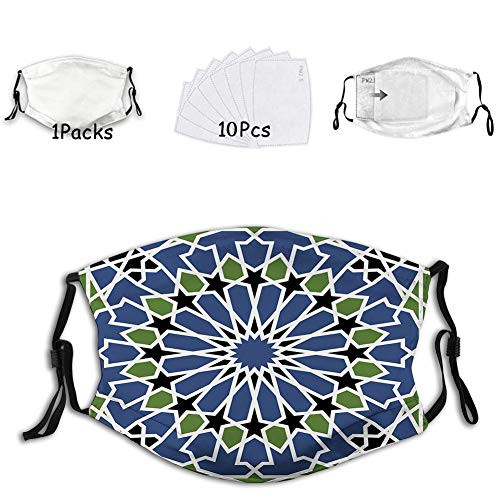 Funny Activated carbon mask,Mandala Inspired Arabesque Floral Figure Oriental Antique,Facial decorations for adult -1 mask with 10 filters-