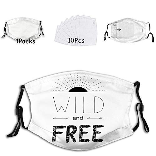 Funny Activated carbon mask,Abstract Hand Drawn Rising Sun Figure Arrows Wild Free Fores,Facial decorations for adult -1 mask with 10 filters-