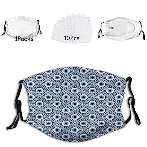 Funny Activated carbon mask,Circles with Floral Elements and Dots Abstract Eye Figures,Facial decorations for adult -1 mask with 10 filters-